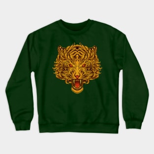 Golden tiger head with floral pattern Crewneck Sweatshirt